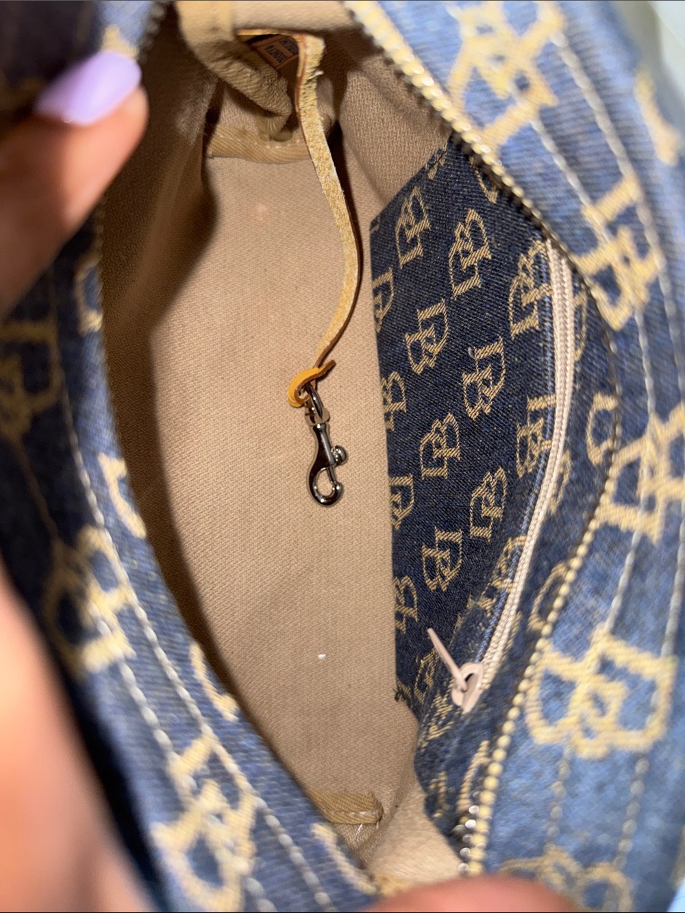 Dooney & Bourke Denim Mini Sac Logo Hobo Bag -Blue/Denim - Picture 11 of 12